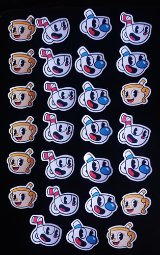 Stickers Cuphead- Personalizado- Aniversario Kit 4 E 5 Cm