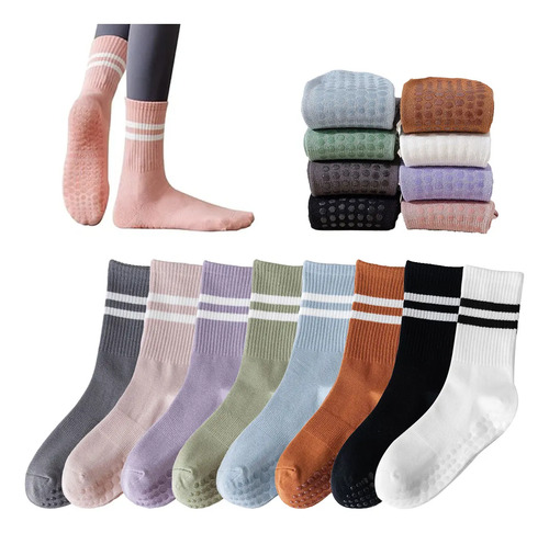 8par Calcetines Largos De Yoga Danza Pilates Antiderrapantes | MercadoLibre