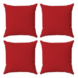 Kit 4 Capas Almofadas Decorativas Lisas 45x45 Cor  Vermelho