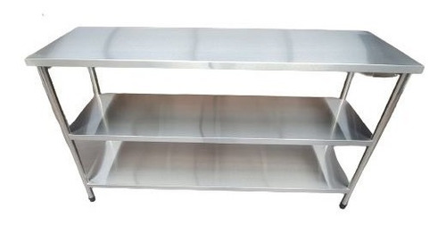 Bancada Mesa Inox Industrial 2 Prateleiras 180x50x90