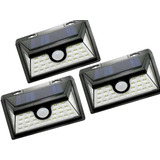 Pack 3 Foco Solar Con Sensor De Movimiento 30 Led Exterior 