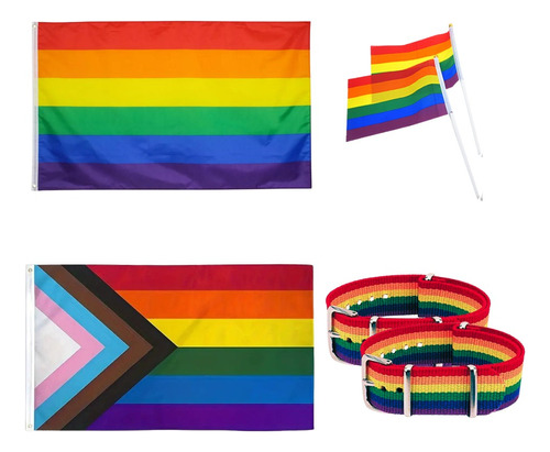 Kit Bandera Lgbt Lesbiana Gay Bisexual Pride Arcoíris 