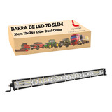 Barra De Led Slim Fina 120w 35cm Dual Collor Off Road 12/24