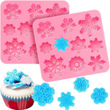 Molde Silicona Copos De Nieve Fondant Porcelana Fria Velas Color Rosa