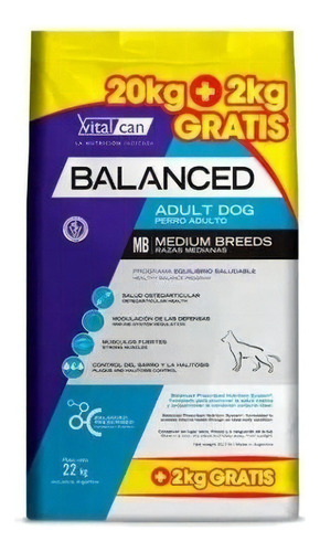 Alimento Balanced Para Perro Adulto Raza Mediana 20+2 Kg 