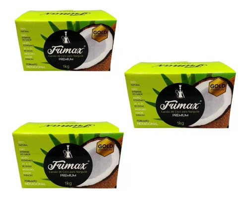 3 Kg Carvão Para Narguile De Coco Fumax Premium Hexagonal