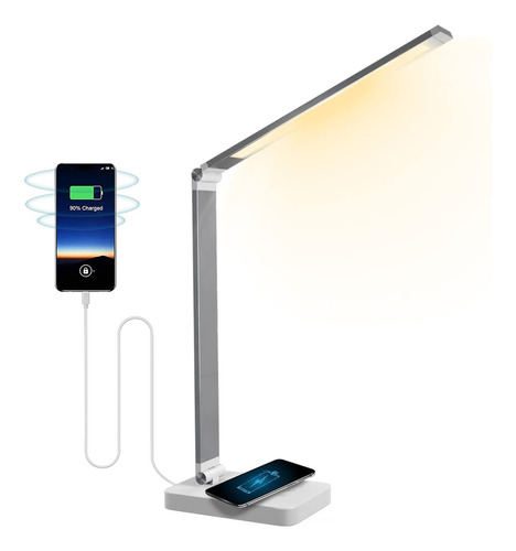 Wbm Smart Lampara De Mesa Led Plegable Con Cargador Inalambr