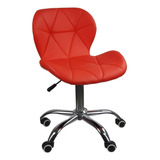 Cadeira Office Eiffel Slim Com Base Giratória E Ajustável Cor Vermelho Material Do Estofamento Polipropileno