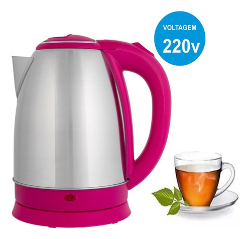 Chaleira Jarra Elétrica Inox 1,8 Litros 220v Rosa Pink