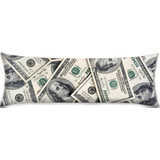 Cojin Almohada Larga Billetes Dolares Abrazable 45x110cm