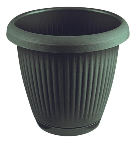 Vaso De Flor Plástico Grande C/prato 8 L Moderno Decorativo Cor Verde Listrado