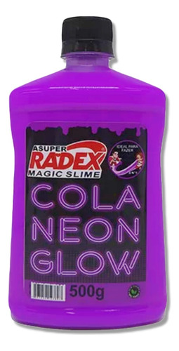 Cola Para Slime Roxo Neon Glow Radex Magic Com 500g