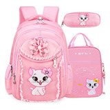 Kit De Mochila Escolar Infantil Kitten+bolsa Com Alça+estojo