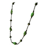 Collar Largo Piedras Reconstituidas Verde Flúo 10014