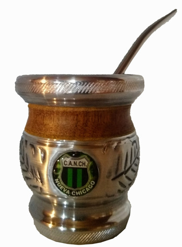 Mate Madera Algarrobo Aluminio Nueva Chicago Bombilla Acero