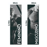 Kit Adesivo Porta Banheiro Academia Feminino Masculino 60cm