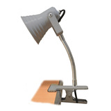 Lámpara Velador De Escritorio Flexible Con Pinza  Gris