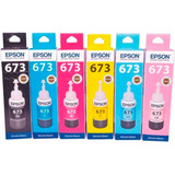  Kit 6 Tintas Epson T673 Ecotank Tinta Continua Fotográfica L800 L805 L810 L850 L1800