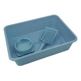 Marben Pets® Kit De Bandeja Sanitaria + Pala + Plato Azul