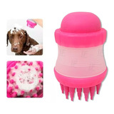 Escova Pente Silicone Com Dispenser Banho Shampoo Pet Tosa