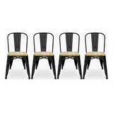 Pack 4 Sillas Tolix Asiento Madera Negro Form