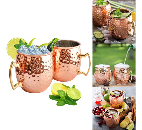 Pack 2 Mugs De Cobre Vasos Tragos Moscow Mule Mojito Bar