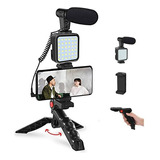 Kit Vlog Celular De Vídeo Smartphone Portátil Microfone Luz