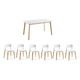 Juego De Comedor Mesa Claire 140cm + 6 Sillas Milan Ct Color Blanco