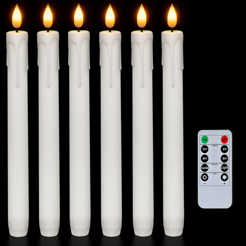 Velas Conicas Parpadeantes Led Con Control Remoto 6 Pcs._b