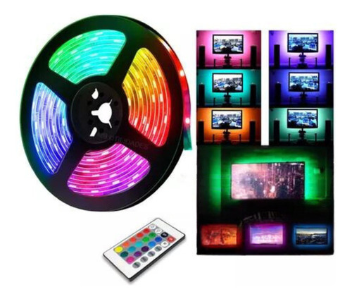 Fita Led Gamer Pc Tv 5v Usb 5050 Rgb 2 Metros C/ Silicone