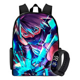 Mochila Bolsa Viagem Resistente Ninja Naruto + Relogio