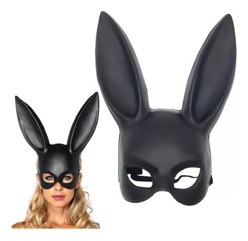 Mascara Antifaz Orejas De Conejo Negro Playboy Disfraz 