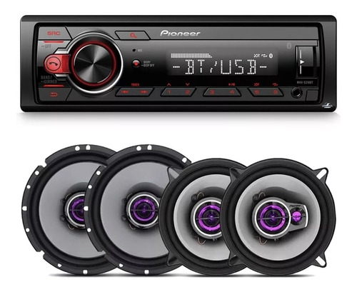 Radio Bluetooth Mvh218bt + 4 Falantes Pioneer 5 E 6 Pol 200w