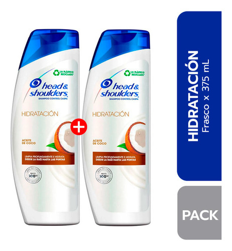 Shampoo Head And Shoulders Hidratación Coco Ml Pack 2