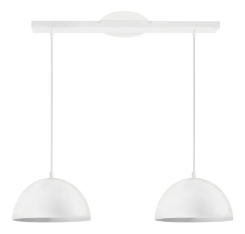 Colgante 2 Luces 60 Cm Blanco Barral Moderno Campana 30 Cm