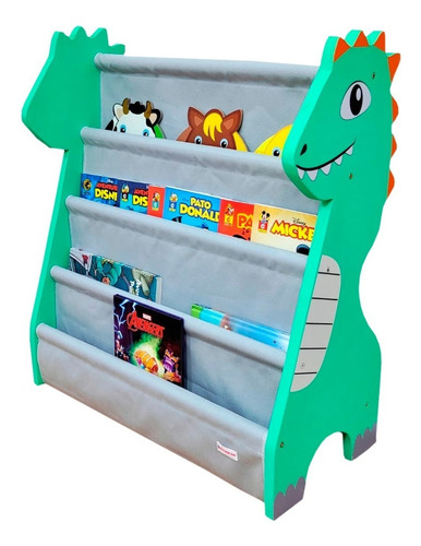 Rack Para Livros Infantil Standbook Montessoriano Dinossauro