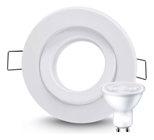 Pack X10 Spot Led Embutir Circular Plastico + Dicro 7w Led