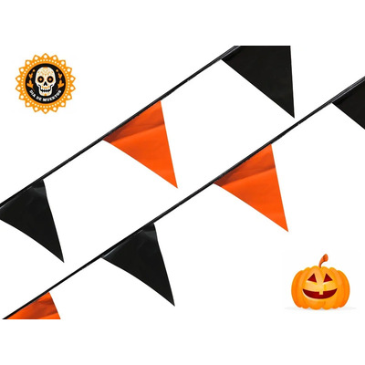 Tira Banderín Naranja Y Negro 50m Dia De Muertos-halloween Naranja Y Negro Triangular | MercadoLibre