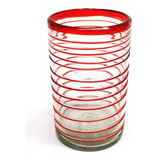 Vasos De Vidrio Reciclado Mexhandcraft Rojo Rubí 14 Oz (set 