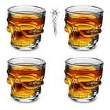 Set 4 Vasos Calavera 25ml Shot Tequila Whisky Doble Fondo Color Vidrio