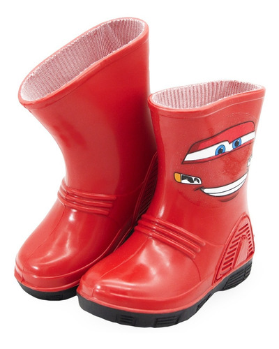 Bota De Lluvia Niño Disney Cars Color Rojo Impermeable 13-16