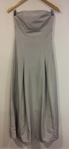 Maxi Vestido Strapless Gris Plata Express T 1  