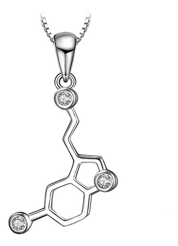 Collar Molecula Serotonina Plata 925 Fina Joyas Mujer Amor