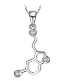 Collar Molecula Serotonina Plata 925 Fina Joyas Mujer Amor