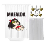 Cortina Baño Mafalda Antihongos Protector Ganchos De Resina