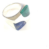 Anillo De Plata 950 Peruana Con Malaquita Y Lapislazuli 