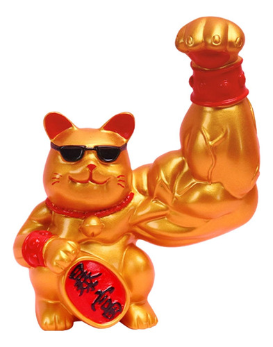 Figura De Gato De La Suerte Con Brazo Muscular, Adorno De