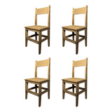 Kit 4 Sillas Living Comedor Moderno Madera Maciza Sajo Estructura De La Silla Roble Asiento Roble