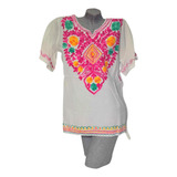 Blusa Camisola Camisa Bordada Hindu Artesanal 100%algodon 