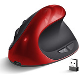 Mouse Ergonómico Woddlffy Vertical, 6 Botones, Color Rojo